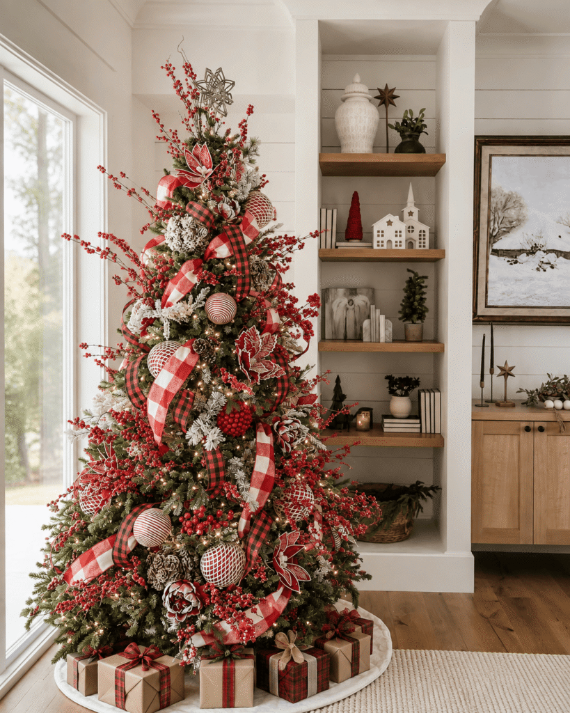 Cozy Plaid Ribbon Christmas Tree
