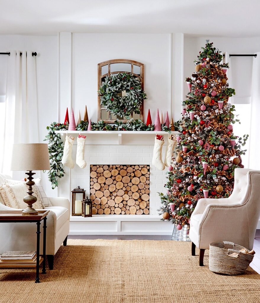 Greenery-Filled Christmas Living Room