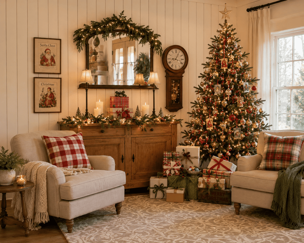 Vintage Christmas Living Room Décor