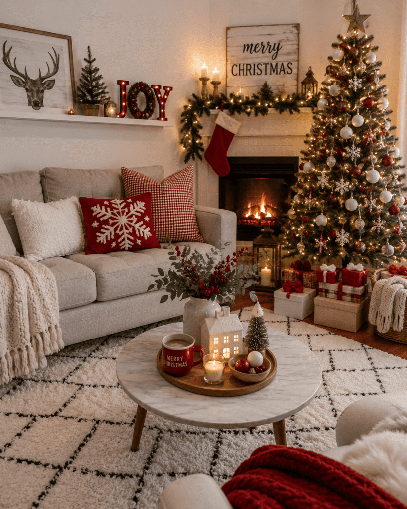 Rustic Farmhouse Christmas Living Room