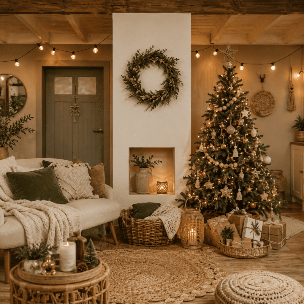 Boho Christmas Living Room Décor