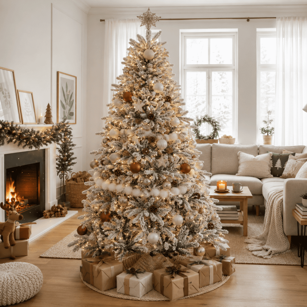 Snowy Flocked Christmas Tree