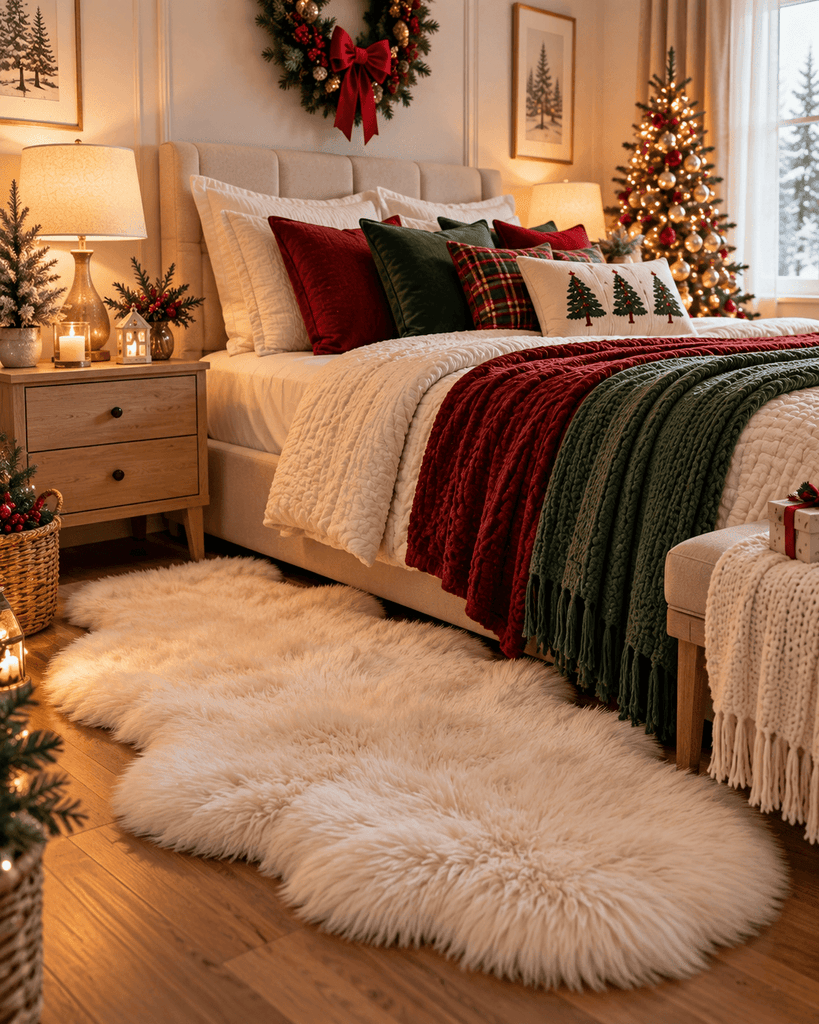 Place a Faux Fur Rug Beside the Bed