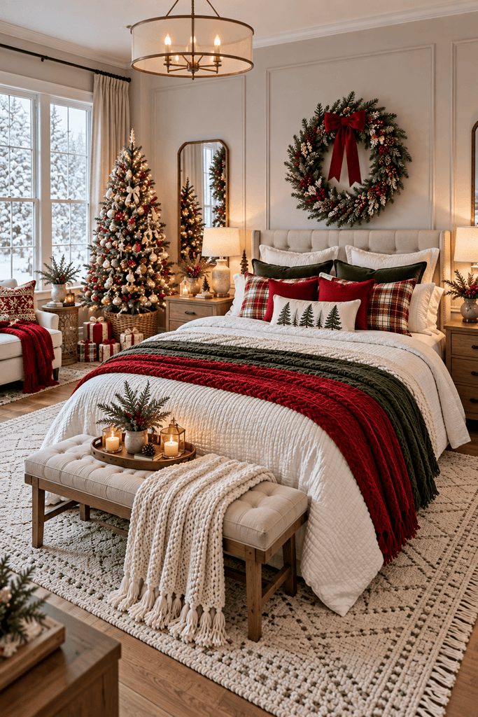 Hang a Beautiful Christmas Wreath Above the Bed